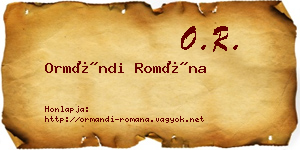 Ormándi Romána névjegykártya